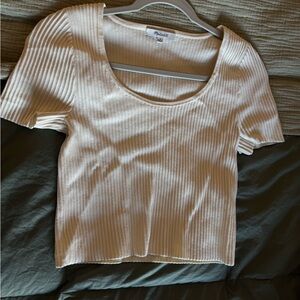 Madewell Cream Ribbed Short Sleeve Top